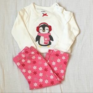 Girls penguin snowflake glitter set